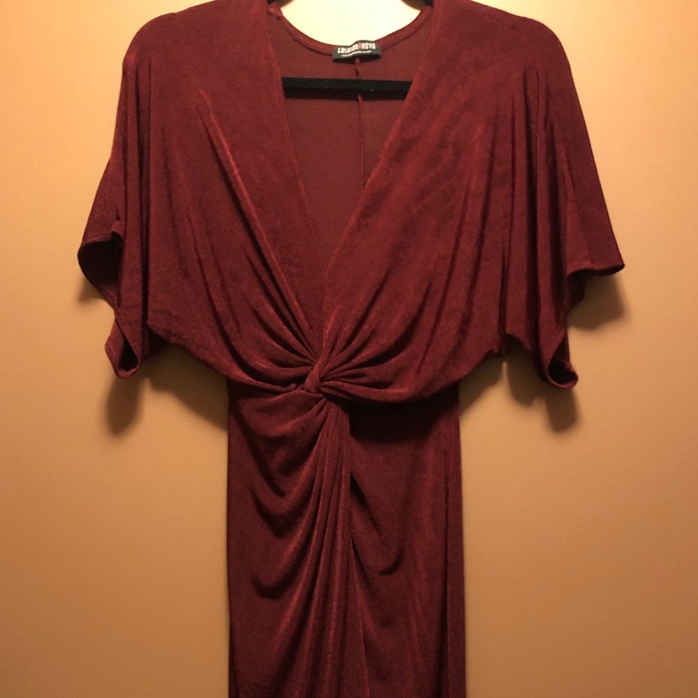 Fashion Nova Full Grown Knot Dress - Burgundy